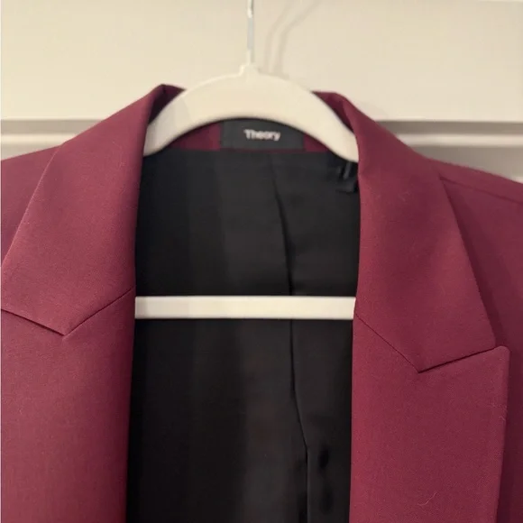 Theory Burgundy Tailored Blazer + Slim Tapered Pants (Excellent Condition) - Picture 2 of 8